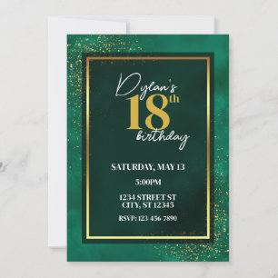 INVITACIÓN DE DISEÑO VERDE Y ORO