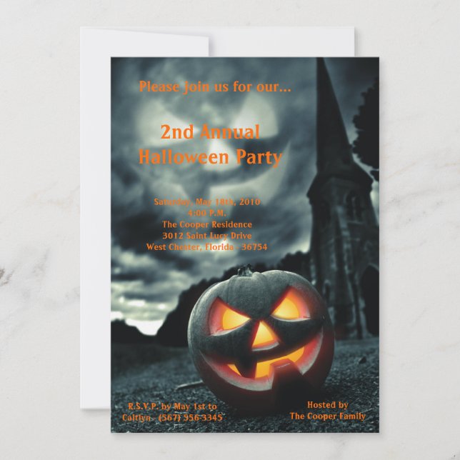 Invitación de disfraces de calabaza de calabaza de (Anverso)