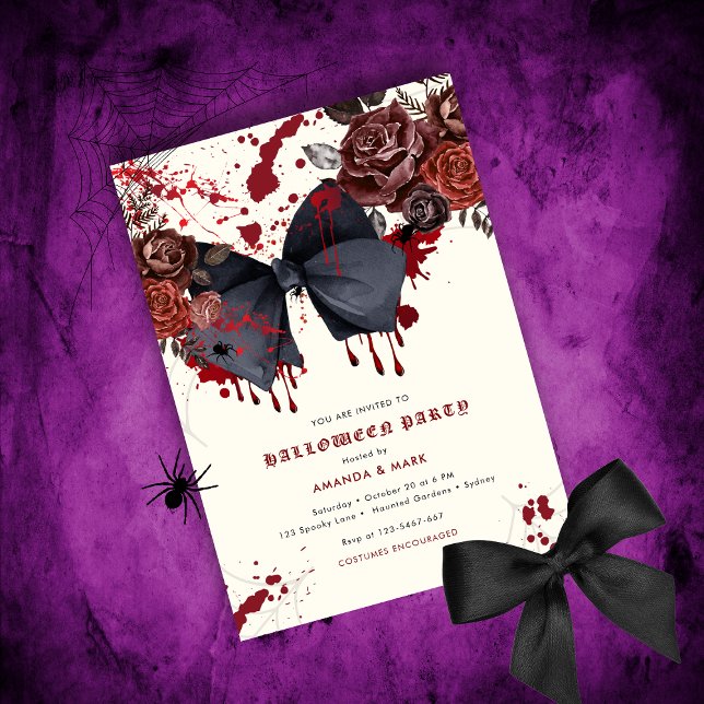 Invitación de disfraces de Halloween con arco negr (Subido por el creador)