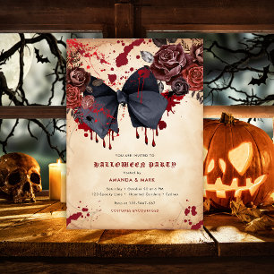 Invitación de disfraces de Halloween con arco negr