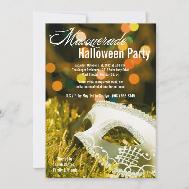 Invitación de disfraces de Halloween con bailes de (Anverso)