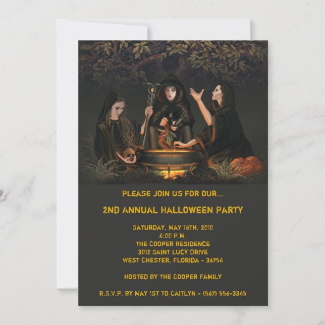 Invitación de disfraces de Halloween para la espel (Anverso)