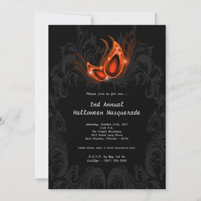 Invitación de disfraces de Halloween para Naranja  (Anverso)