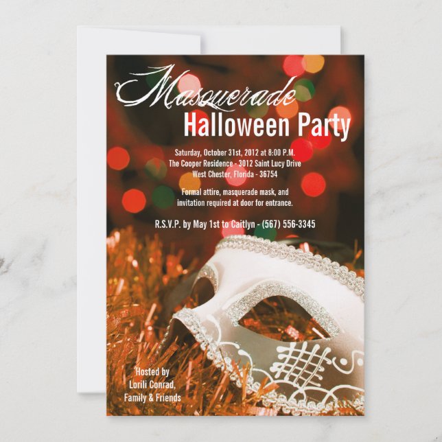 Invitación de disfraces de Halloween para Naranja  (Anverso)