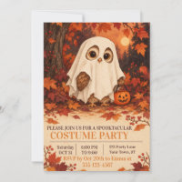 Invitación de disfraz de fantasma de búho lindo pa