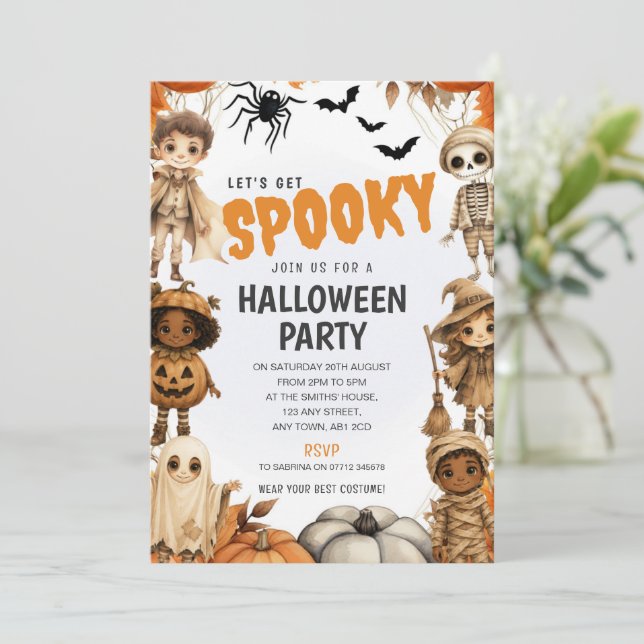 Invitación de disfraz de fiesta de Halloween para  (Anverso de pie)