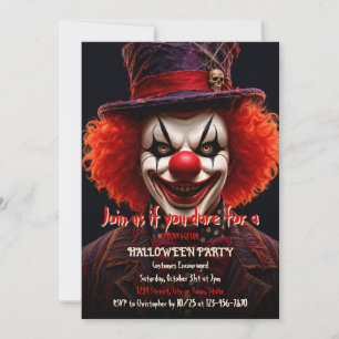 Invitación de disfraz de payaso espeluznante para 