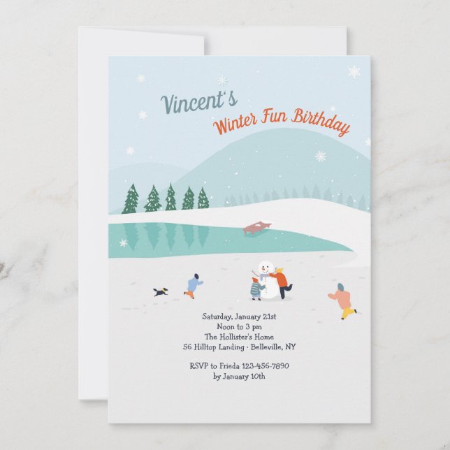 Invitación de diversión de invierno (Anverso)