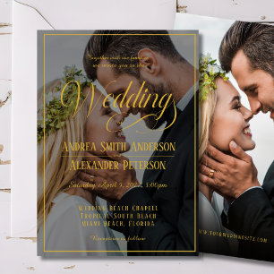 Invitación de doble cara de boda de fotos