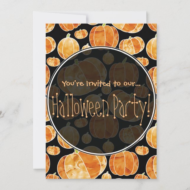 Invitación de doble cara del patrón de calabaza de (Anverso)