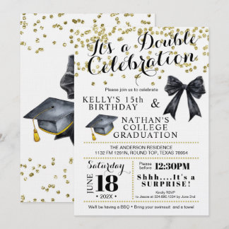 Invitación de doble celebración de cumpleaños y gr