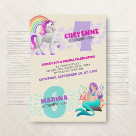 Invitación de doble cumpleaños a la Sirena de Unic