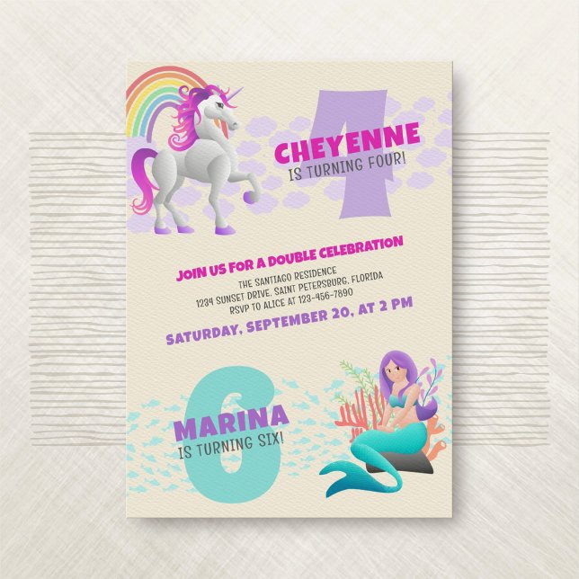 Invitación de doble cumpleaños a la Sirena de Unic (Subido por el creador)