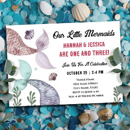 Invitación de doble cumpleaños para niños sirvient