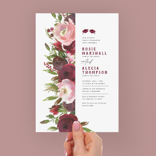 Invitación de doble graduación de fiesta floral de