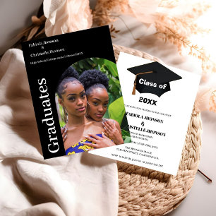 invitación de doble graduación del guión minimalis