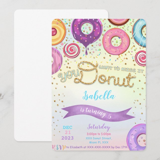Invitación de Donut (Anverso / Reverso)