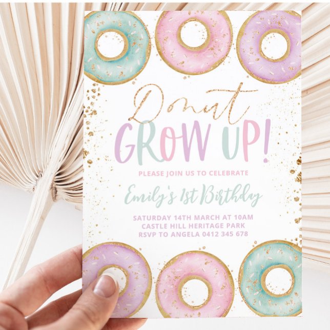 Invitación de Donut 1er cumpleaños a Grow Up Aqua (Subido por el creador)