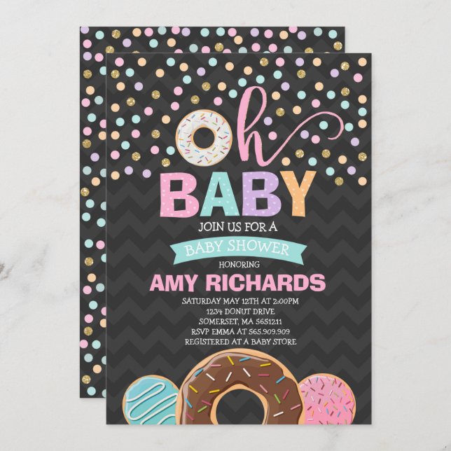 Invitación de Donut Baby Shower Ducha de Donut Spr (Anverso / Reverso)