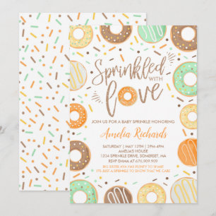 Invitación de donut Baby Sprinkle con amor