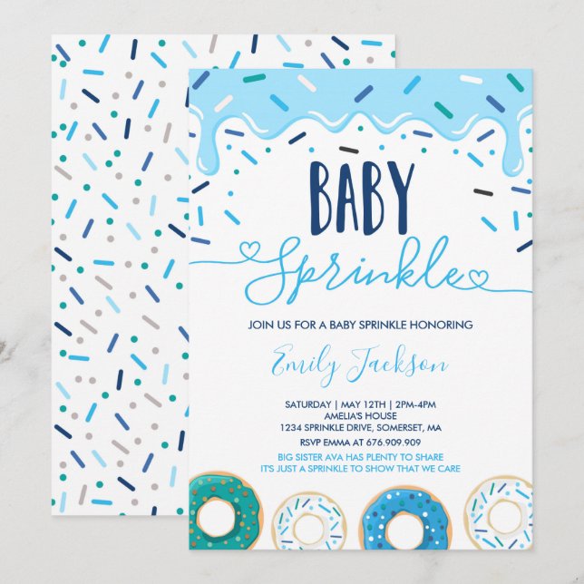 Invitación de Donut Baby Sprinkle Rociada Con Amor (Anverso / Reverso)