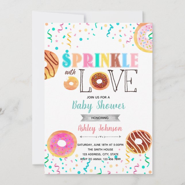 invitación de donut sprinkle con amor (Anverso)