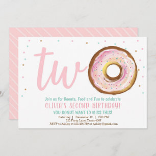 Invitación de Donut Un Chica Dos Dulces Fiestas de