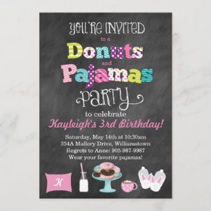 Invitación de Donuts y Pajamas