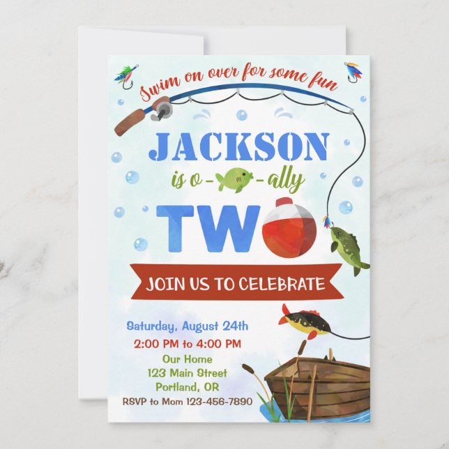 Invitación de dos años de Ofishally para el niño (Anverso)