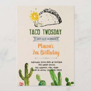 Invitación de dos días de cumpleaños a Taco