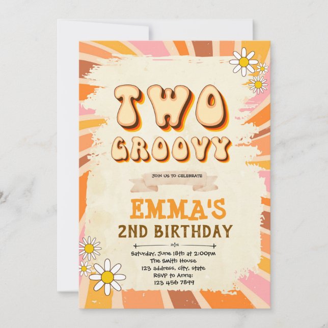 Invitación de dos groovys cumpleaños (Anverso)