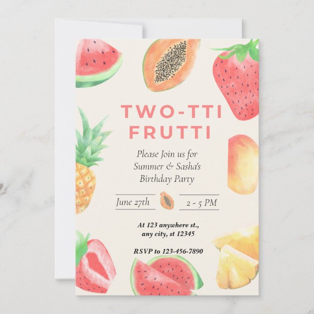 Invitación de dos hijos a dos hijos de Frutti (Anverso)