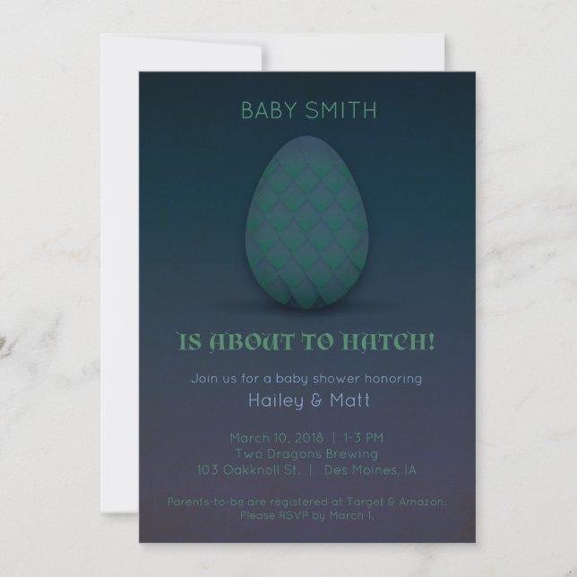 Invitación de Dragon Baby Shower (Anverso)