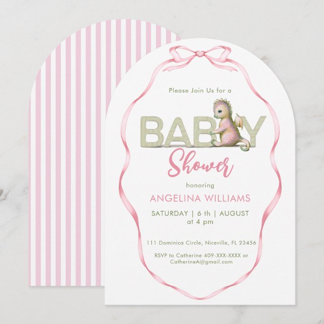 Invitación de dragón lindo para baby shower (Anverso / Reverso)