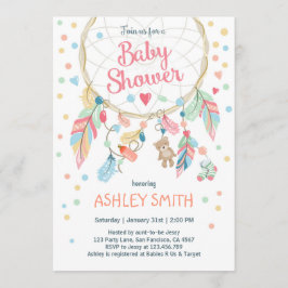 Invitación de Dreamcatcher Baby Shower Boho tribal
