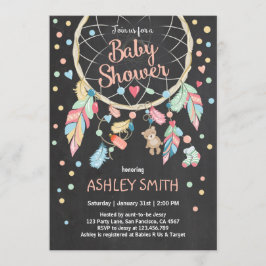 Invitación de Dreamcatcher Baby Shower Boho tribal