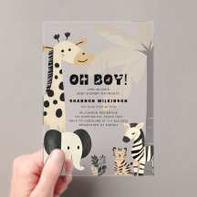 Invitación de ducha Acrílica para bebé Safari mode