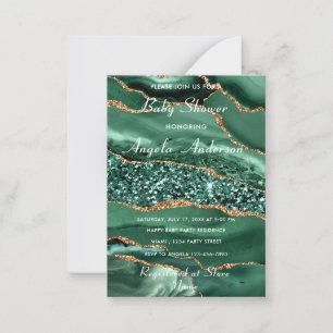 Invitación de ducha Agate Green Gold Baby