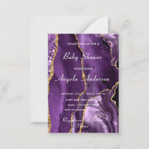 Invitación de ducha Agate Purple Gold Baby