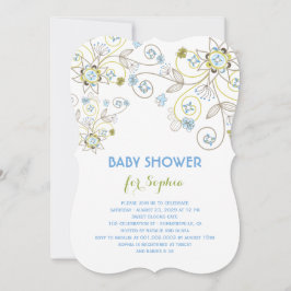 Invitación de ducha Blue Wildflower Floral Baby Bo