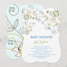 Invitación de ducha Blue Wildflower Floral Baby Bo