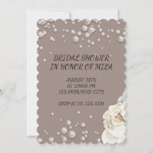 INVITACIÓN DE DUCHA BRIDAL CON tarjeta FAUX PEARLS