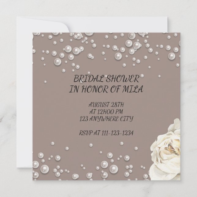INVITACIÓN DE DUCHA BRIDAL CON tarjeta FAUX PEARLS (Anverso)