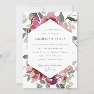 INVITACIÓN DE DUCHA BRIDAL DE ROSA Rubor BURGUNDY
