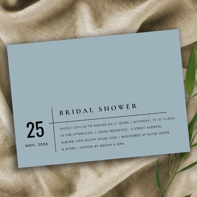 INVITACIÓN DE DUCHA BRIDAL DE TIPOGRAFÍA GRIS AZUL (Subido por el creador)