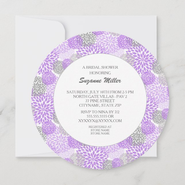 INVITACIÓN DE DUCHA BRIDAL Gris Púrpura (Anverso)