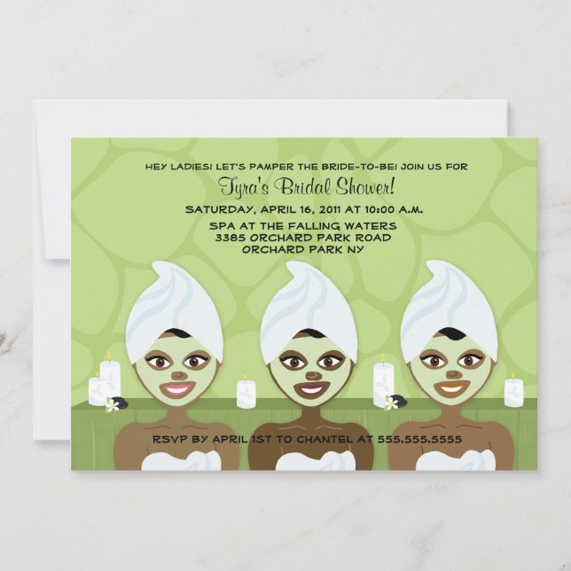 INVITACIÓN DE DUCHA BRIDAL SPA - Verde (Anverso)