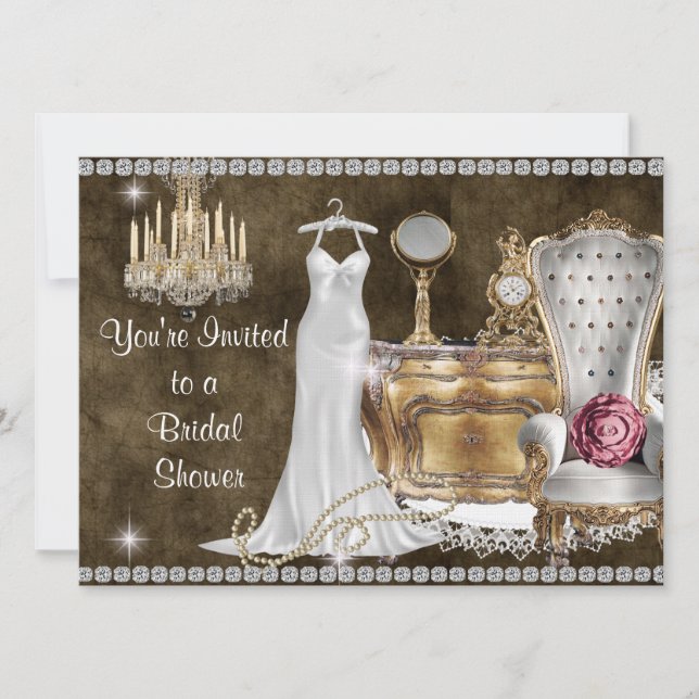 INVITACIÓN DE DUCHA BRIDAL VICTORIANA (Anverso)
