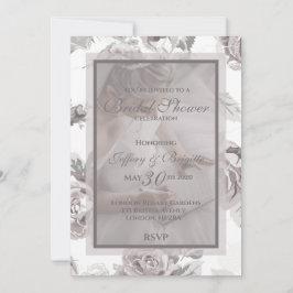 Invitación de ducha con rosa rosa y turbio