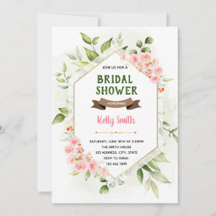 invitación de ducha con tema de flores verdes